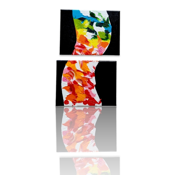 Original Diptych Abstract Acrylic Painting on Canvas, 9x12 - Picture 15 of 16